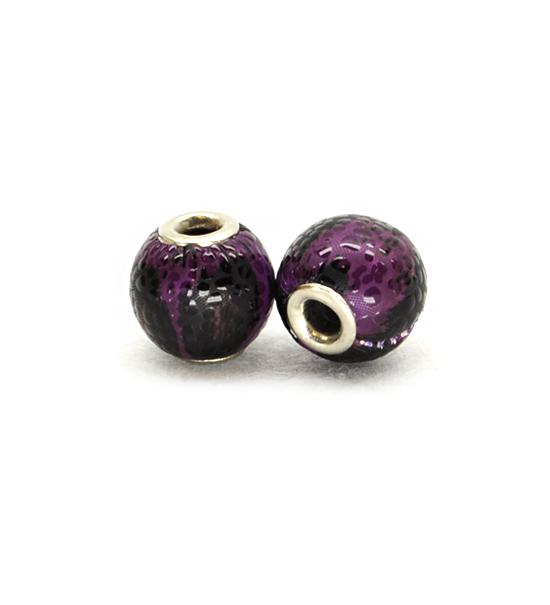 Donut bead similar "leather" stained (2 pieces) 14 mm - Purple
